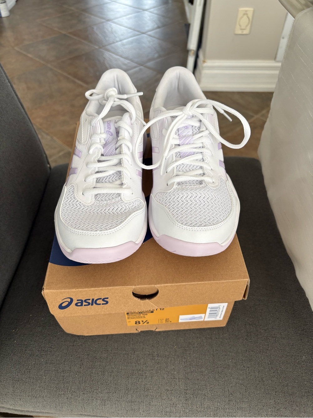ASICS Women's White and Light Purple Athletic Shoes